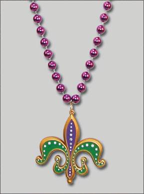 Purple, Green and Gold Fleur de Lis New Orleans French Bead Necklaces ...