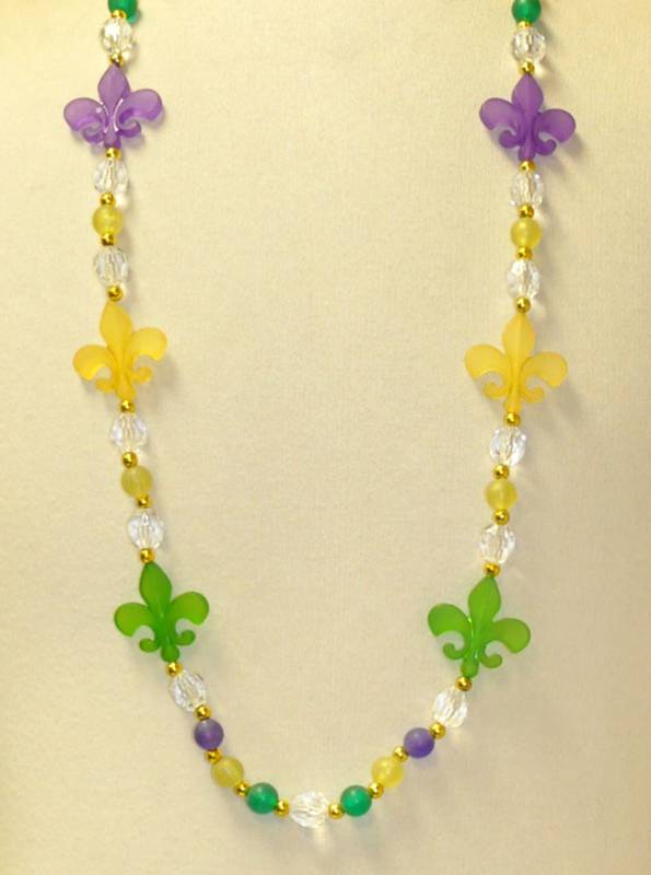 Frosted Fleur de Lis Beads - Mardi Gras Themed Beads, from Beads by the ...