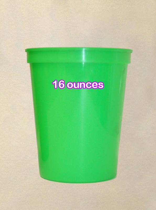 16 Ounce Lime Green Plastic Cups from Beads by the Dozen, New Orleans