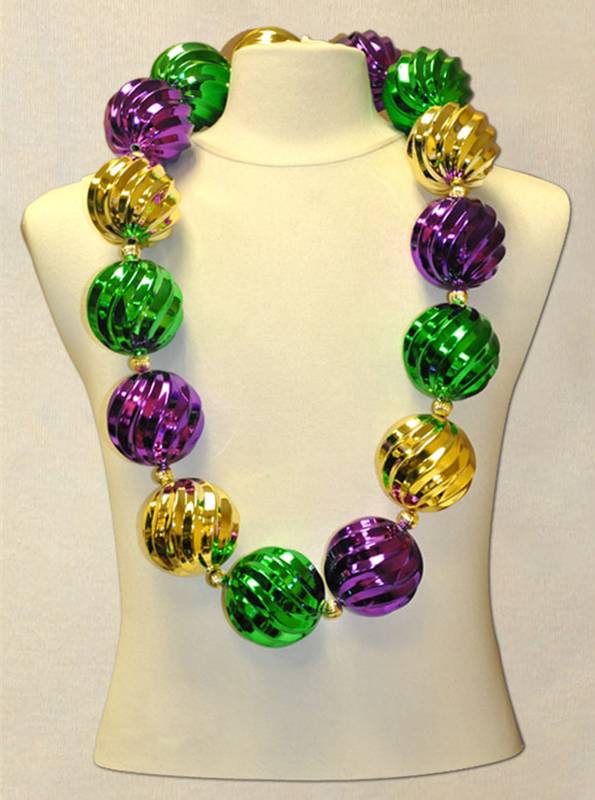 46 Long - Big Swirl Globe Beads - Big Mardi Gras Beads Beads from