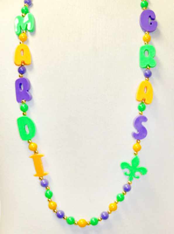 Purple Lettering With Beads For Mardi Gras