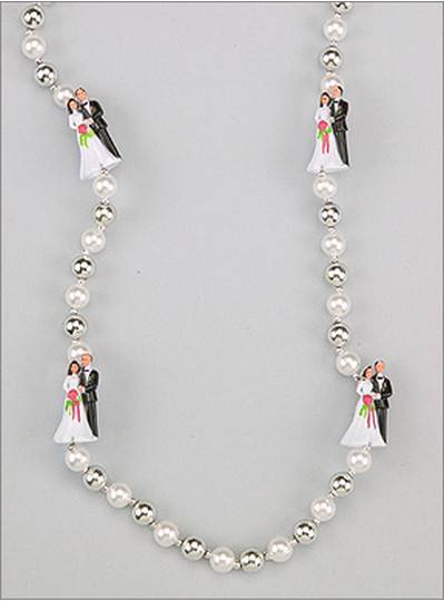 Wedding Beads Bride & Groom White in Silver - CLONED