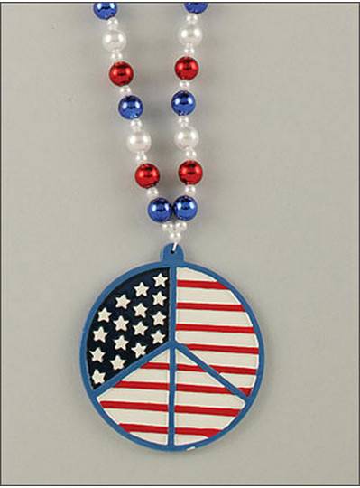 Peace Sign Beads Red, White & Blue