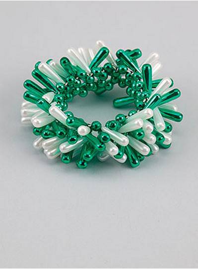 Theme Bracelets Green & White Teardrop