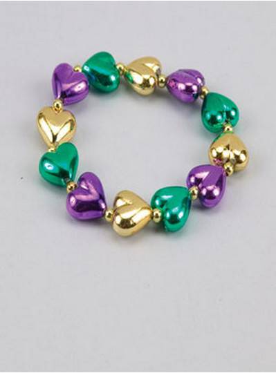 Heart Theme Bracelets Purple, Green & Gold