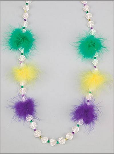 Feather Beads Purple, Green & Gold