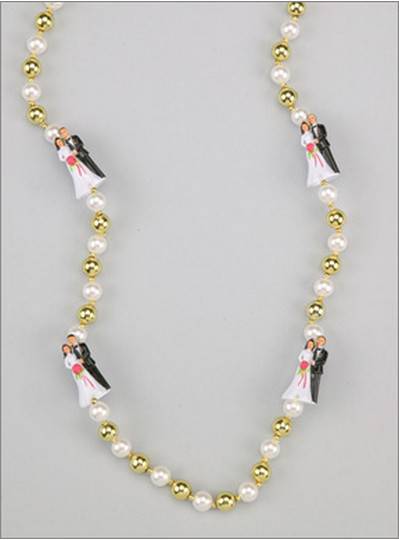 Wedding Beads Bride & Groom White in Gold