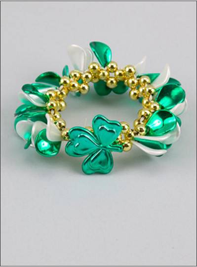 Theme Bracelets Green & White Shamrock