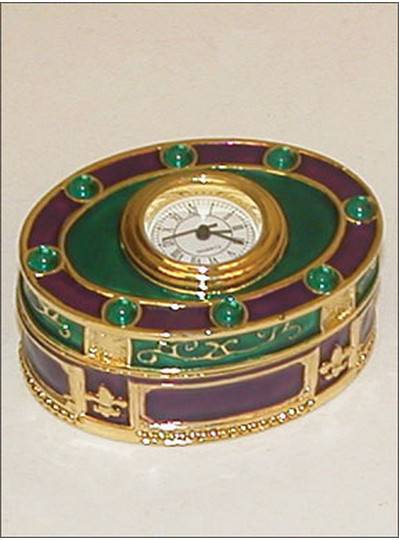 Gift Items Purple, Green and Gold Clock Box