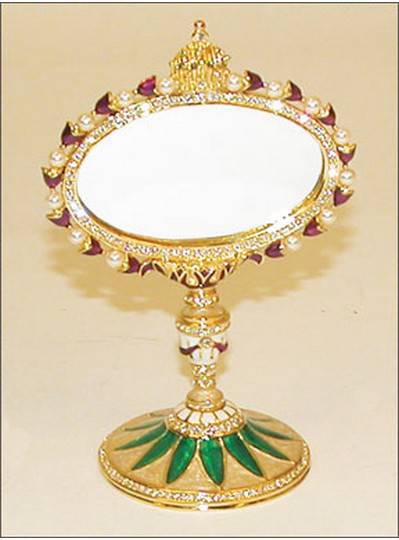 Gift Items Jeweled Mirror on Stand