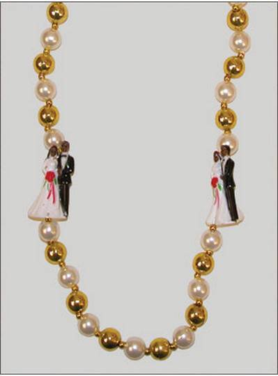 Wedding Beads Bride & Groom Black in Gold