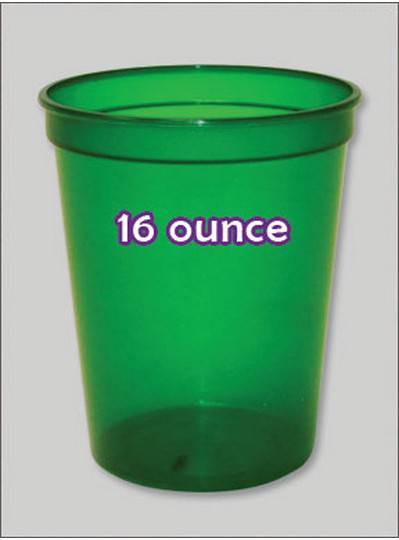 Plastic Cups 16 Ounce Green C-Thru