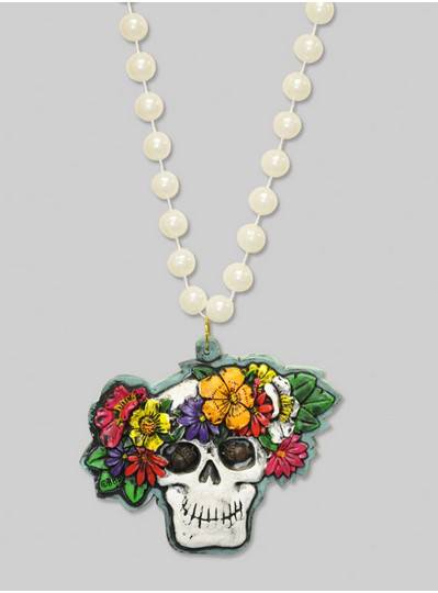 Halloween Beads Skull with Flowers