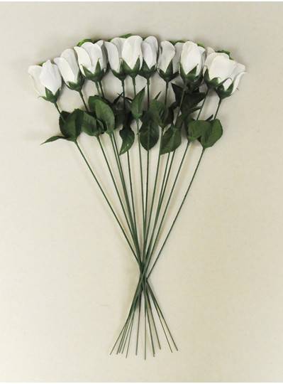 Plush Dolls & Toys - Green & White 16" Long Stem Roses