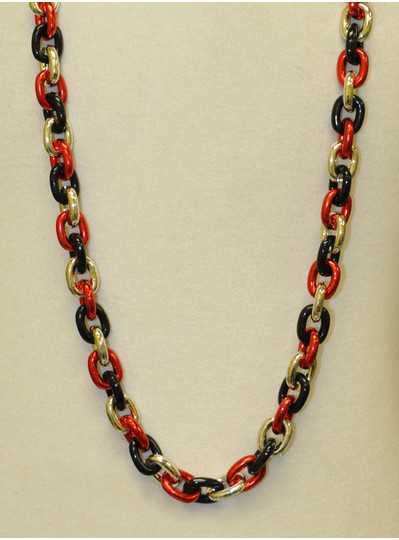 48" Chain Single Red, Black & Silver