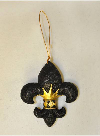 Decorations - Black Fleur de Lis Ornament with Crown