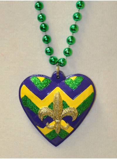 Heart Polystone with Glitter Fleur de Lis