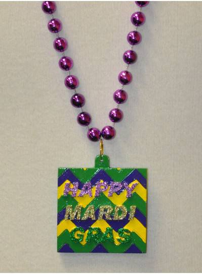 Happy Mardi Gras Chevron Polystone