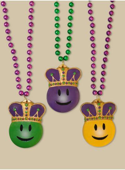 Smiley Mardi Gras King Bead