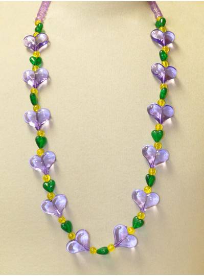 Acrylic Purple Hearts Mardi Gras Bead