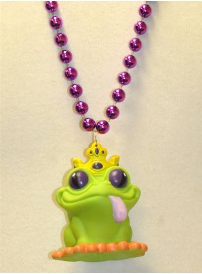 33" 12MM Creatures & Critters Frog Prince on purple metallic bead