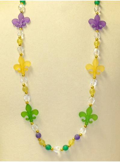 Mardi Gras Themes - Frosted Fleur de Lis Handstrung Bead