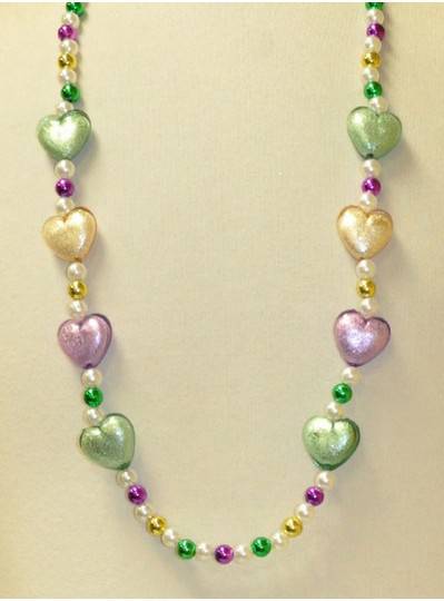 40" PGG Transparent Heart With a Silver Core Mardi Gras Themes