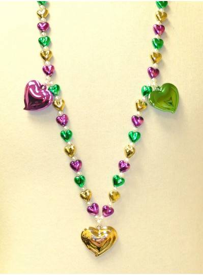 38" Purple, Green and Gold Small Hearts and 3 Large Hearts