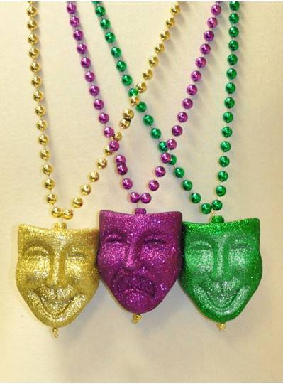 36" 10MM PGG Glitter  Comedy/Tragedy Mardi Gras Mask 