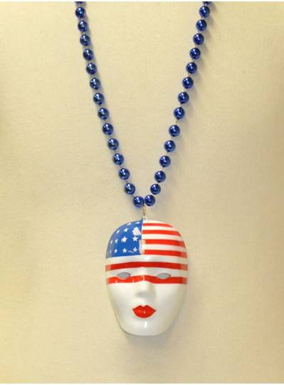 36" 12MM Red, White and Royal Blue Patriotic Mask with Flag