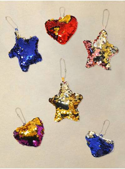 Key Chain with Sequins, Hearts and Stars 