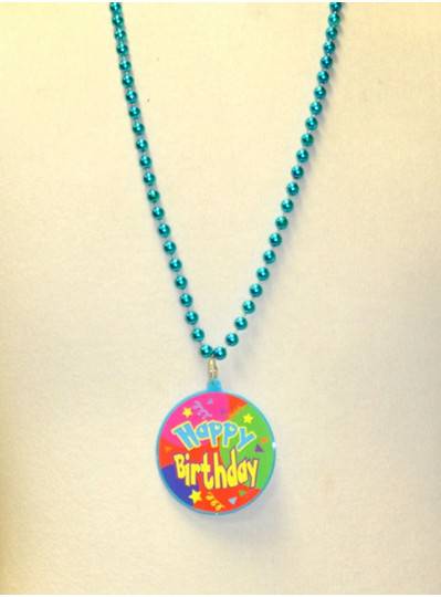 33" 7.5MM Blue Happy Birthday Decal Bead