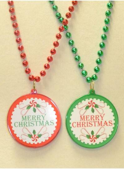 33" Red and Green Merry Christmas Decal With Matching Beads