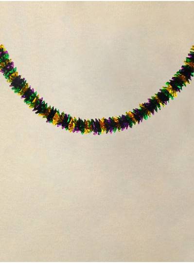 9 Purple, Green and Gold Tube Foil Mardi Gras Garland