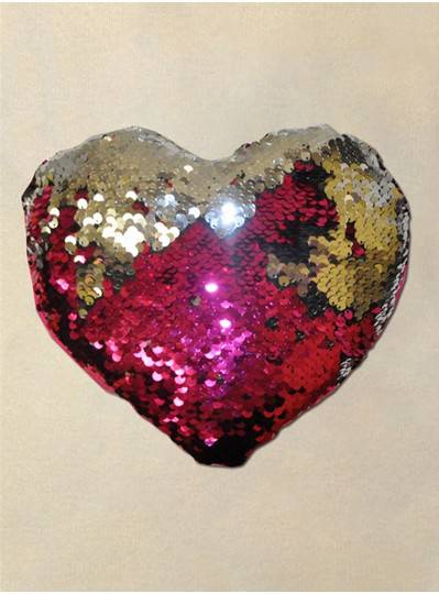 Plush Dolls & Toys - 8" Pink and Silver Sequin Heart Pillow