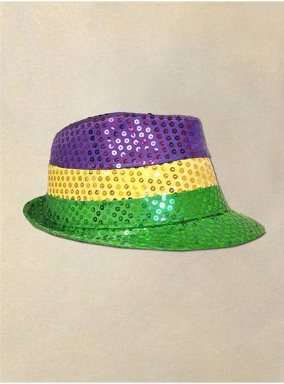 Purple, Green and Gold Mardi Gras Sequin Fedora