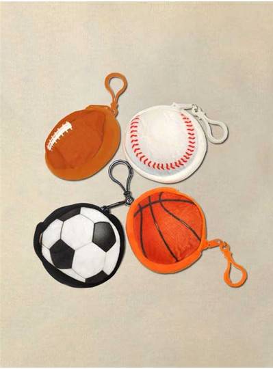 Assorted Sport Ball Coin Purse and Keyring