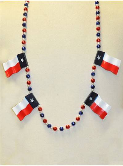 42" 4 Red, White & Blue Texas State Flag Beads