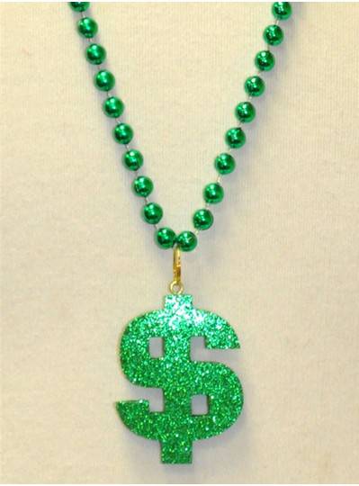 Green Blinky Dollar Sign Mardi Gras Beads New Orleans 