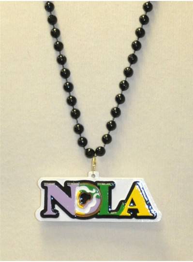 33" 7.5MM Black Beads with NOLA, King Cake Design