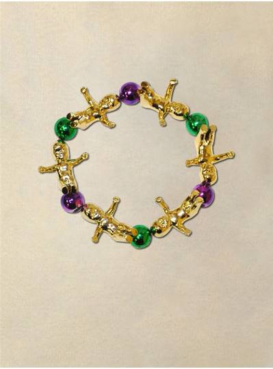 King Cake Baby Bracelets with Purple & Green Spacers