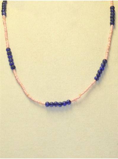 Handstrung Blue and Pink Glass Beads