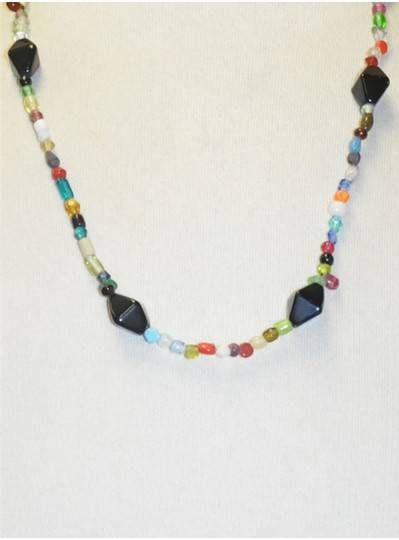 Handstrung Multicolored with Black Glass Beads