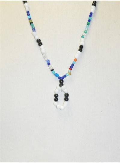 Handstrung Multicolored with Black & White Glass Beads