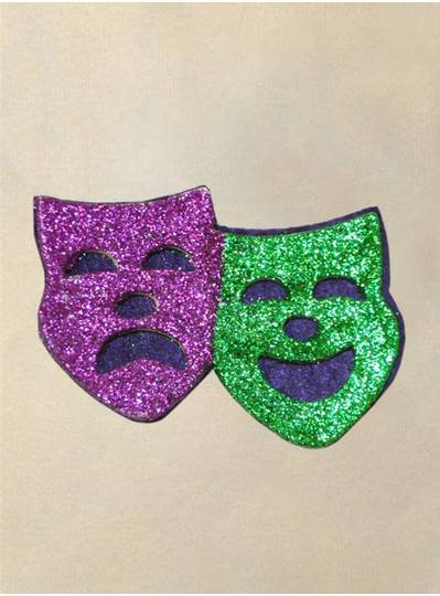 PGG Glitter Comedy & Tragedy Mask Felt Back