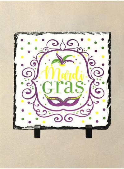 7.5" x 7.5" Happy Mardi Gras Slate Trivet 