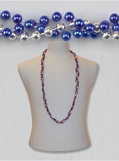 42" Twist Beads Royal Blue & Silver 