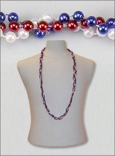 42" Twist Beads Red, White & Blue