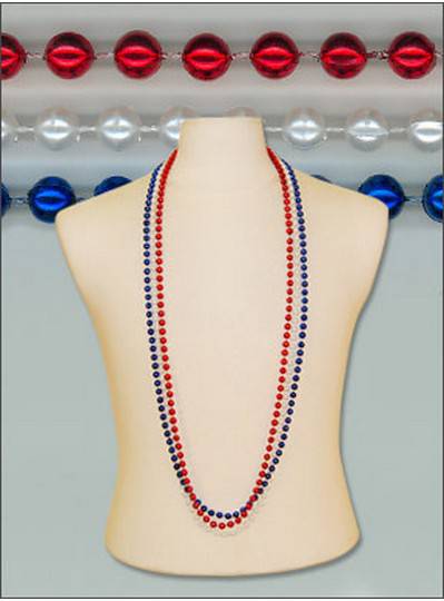 48" 8mm Round Metallic Red, White & Blue