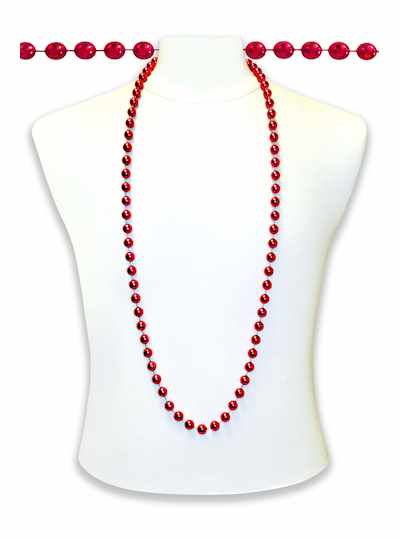 48" 12mm Round Metallic Red Throw Beads - 10 DOZEN